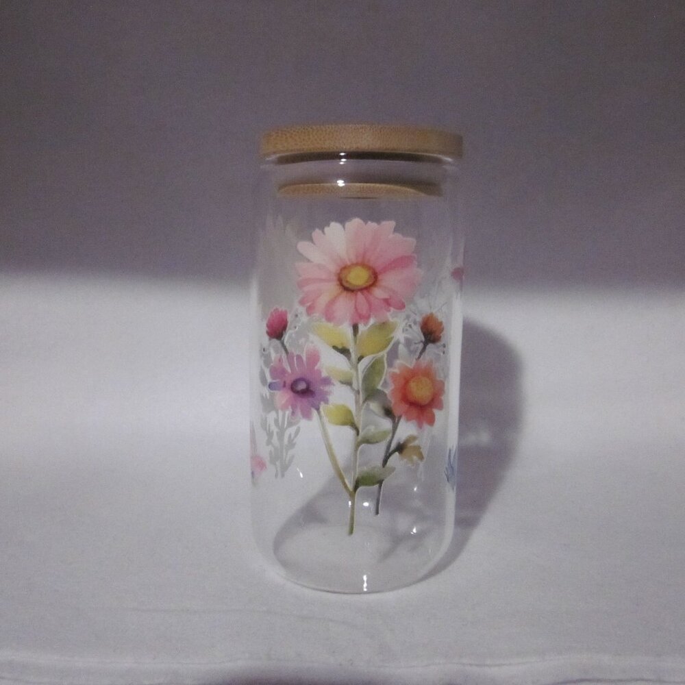Flower Glass Can Cup.
